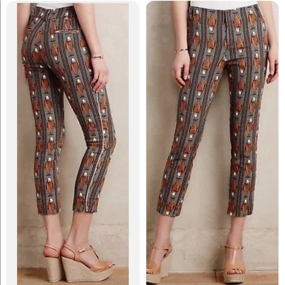 Anthropologie Cartonnier Fish Patterned Ankle Pants - Picture 1 of 16